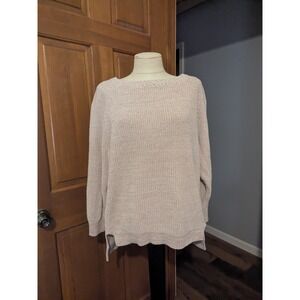 Express Womens Sweater Ribbed Boat Neck Long Sleeve Pink Mix Size S